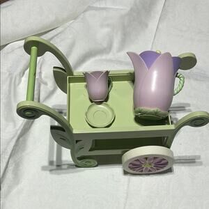 Kids Tea Cart Set with Purple and Green Accents